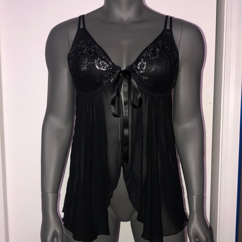2 Black& silver lingerie top, bottom not included.